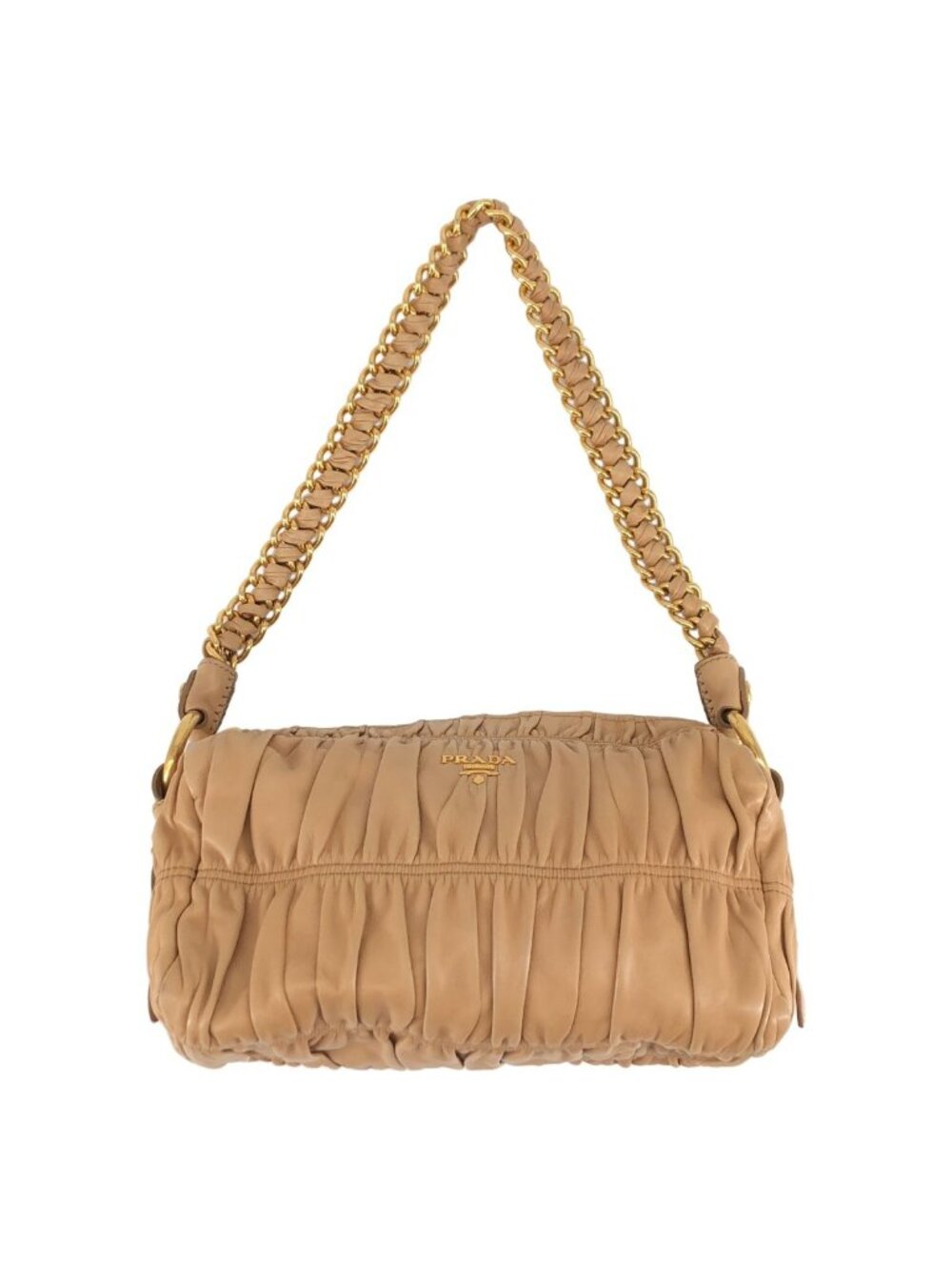 Prada Nappa Gaufre Chain Shoulder Bag Beige